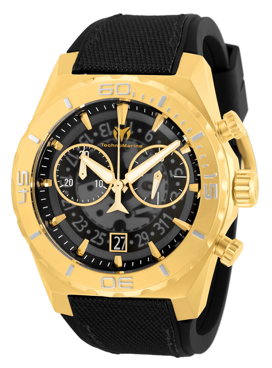 TM-519008 Men Reef Shark Quartz Chronograph Black & Transparent Dial Watch