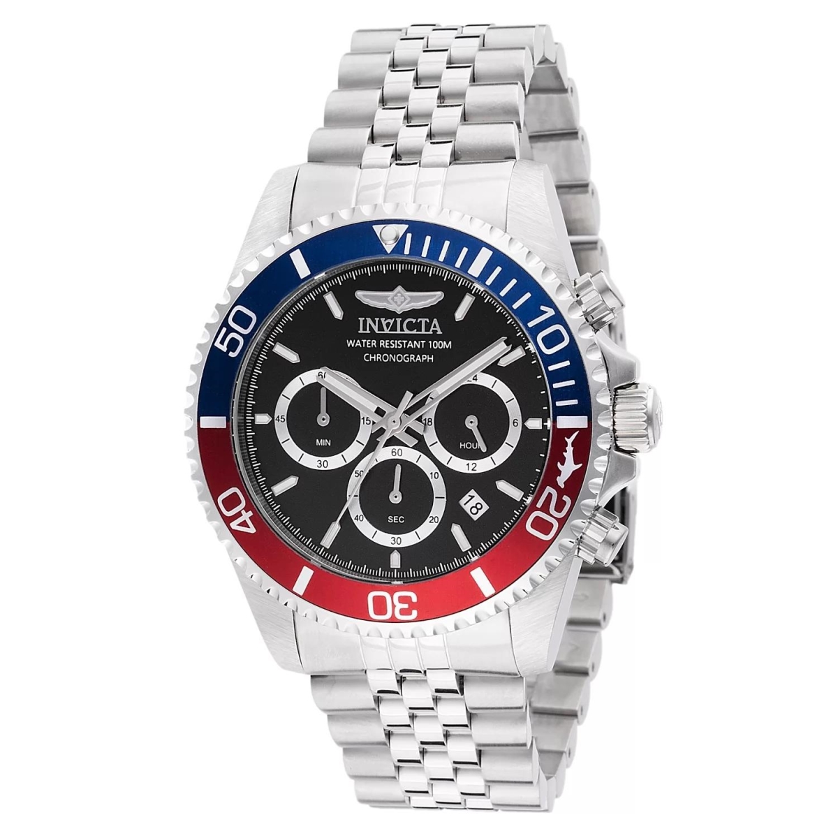48117 43 mm Pro Diver Quartz Chronograph Black Dial Watch for Men