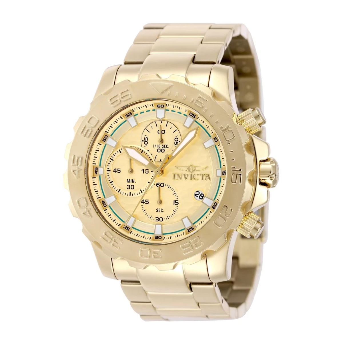 50248 54.4 mm Pro Diver Quartz VD57 Gold Dial Watch for Men
