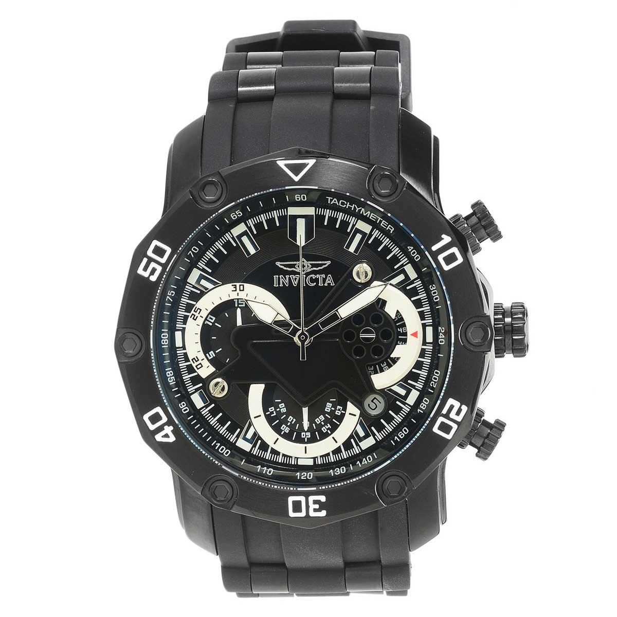 Mens Pro Diver Quartz Multifunction Black Dial Watch -  Invicta, IN628326