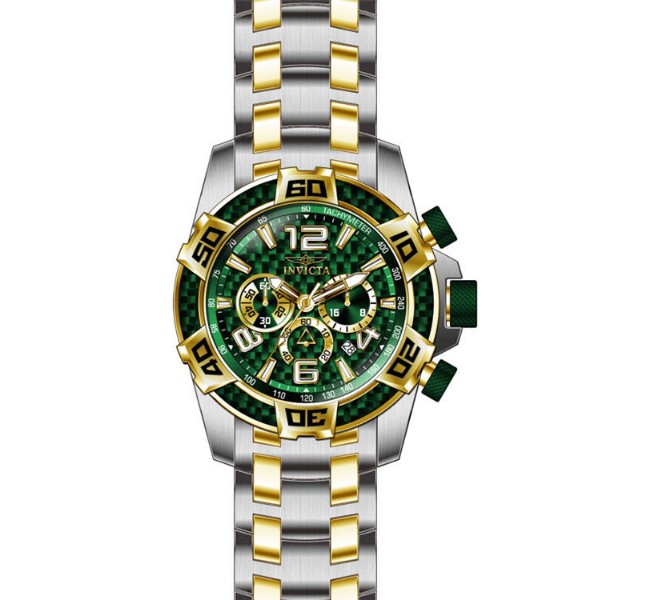 Mens Pro Diver Quartz Chronograph Green Dial Watch  Green