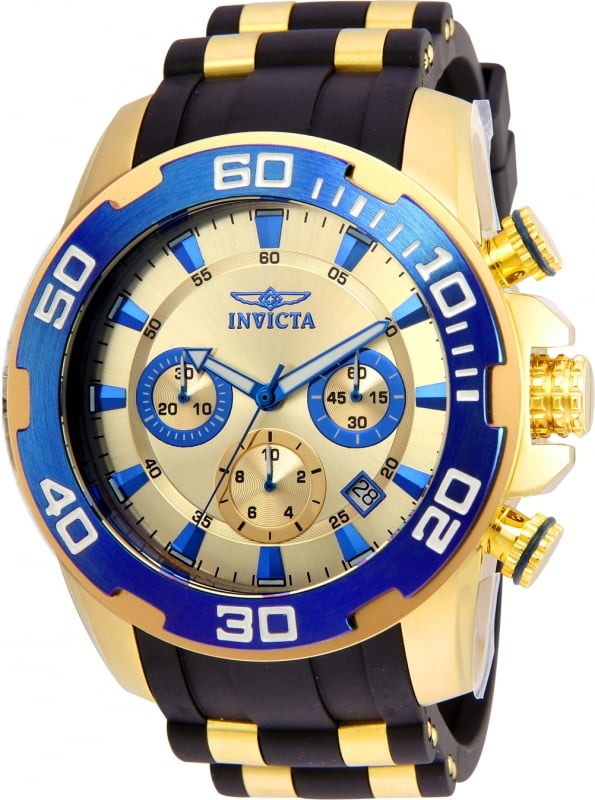 Mens 22343 Pro Diver Quartz Chronograph Gold Dial Watch