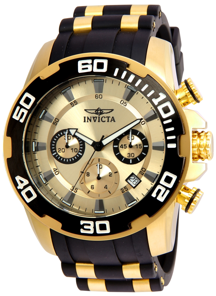 886678273713 Mens 22346 Pro Diver Quartz Chronograph Gold Dial Watch