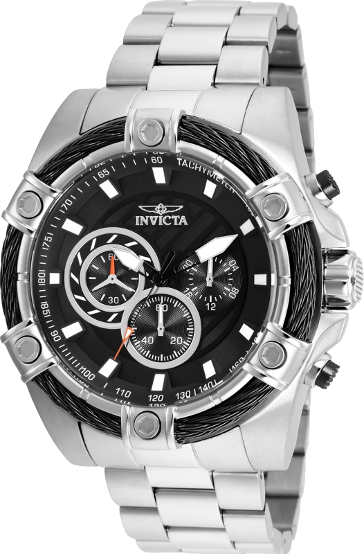 Mens 25512 Bolt Quartz Chronograph Black Dial Watch  Black