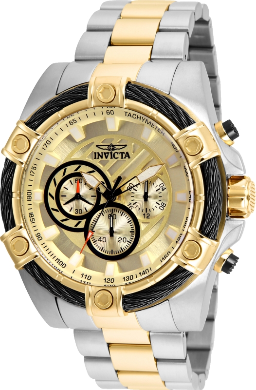 Mens 25518 Bolt Quartz Chronograph Gold Dial Watch  Gold