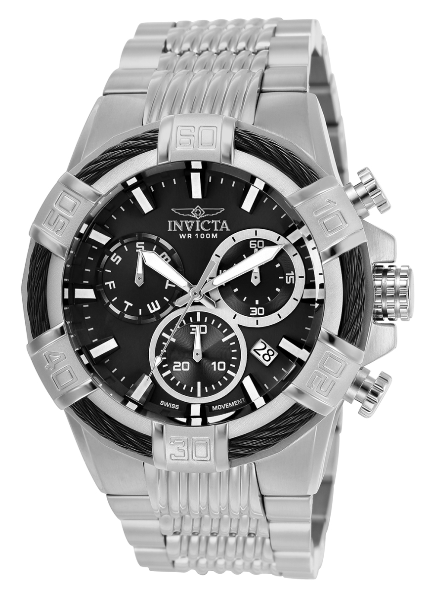25862 Mens Bolt Quartz Chronograph Dial Watch - Black