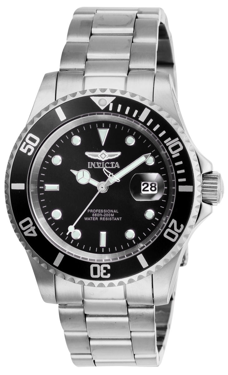 Mens Pro Diver Quartz 3 Hand Dial Watch - Black -  Invicta, IN1132497