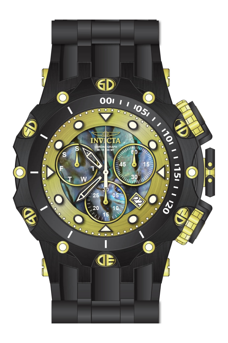 Picture of Invicta 26590 51 in. Mens Venom Quartz Chronograph Blue & Green & Gold Dial Watch
