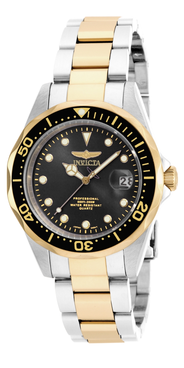 17049 37.5 in. Mens Pro Diver Quartz 3 Hand Black Dial Watch -  Invicta