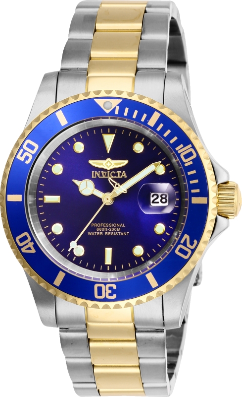 40 in. Mens Pro Diver Quartz 3 Hand Blue Dial Watch
