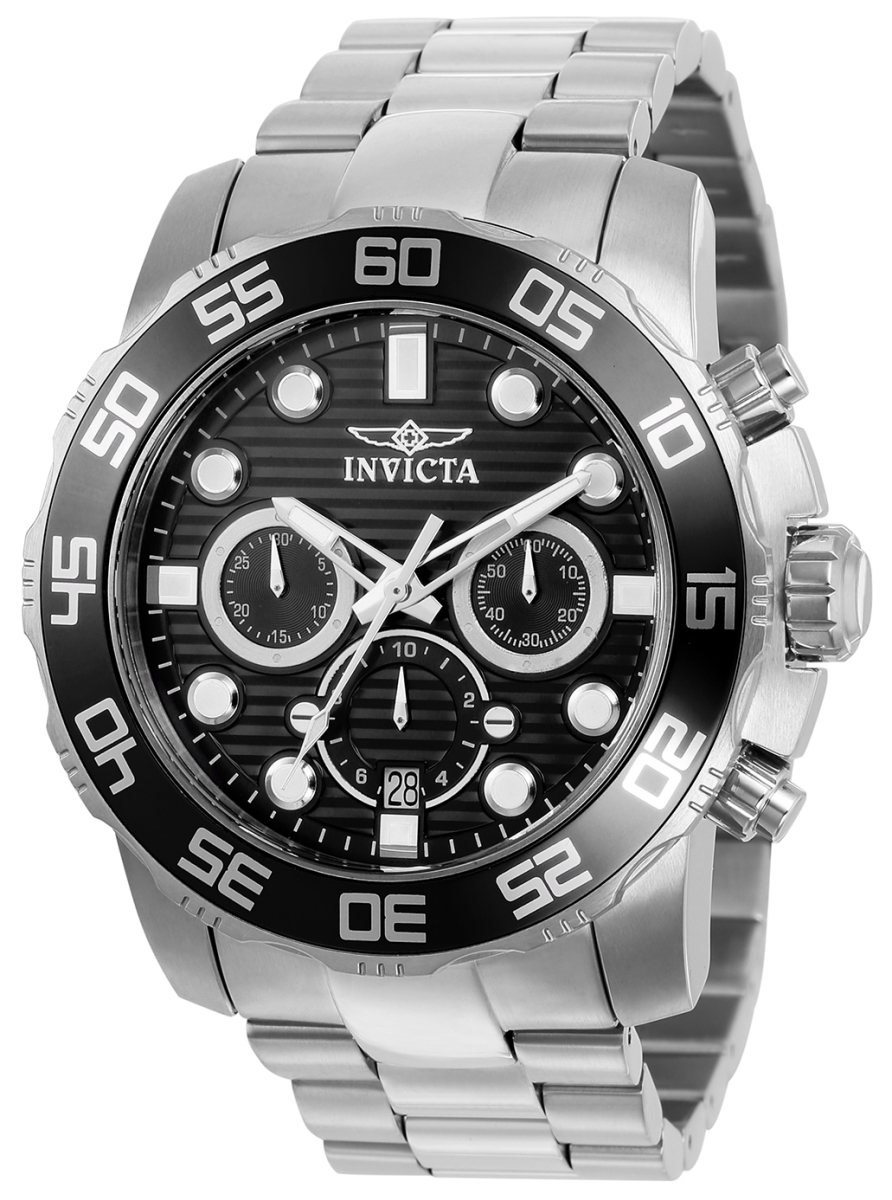 50 in. Mens Pro Diver Quartz Chronograph Black Dial Watch