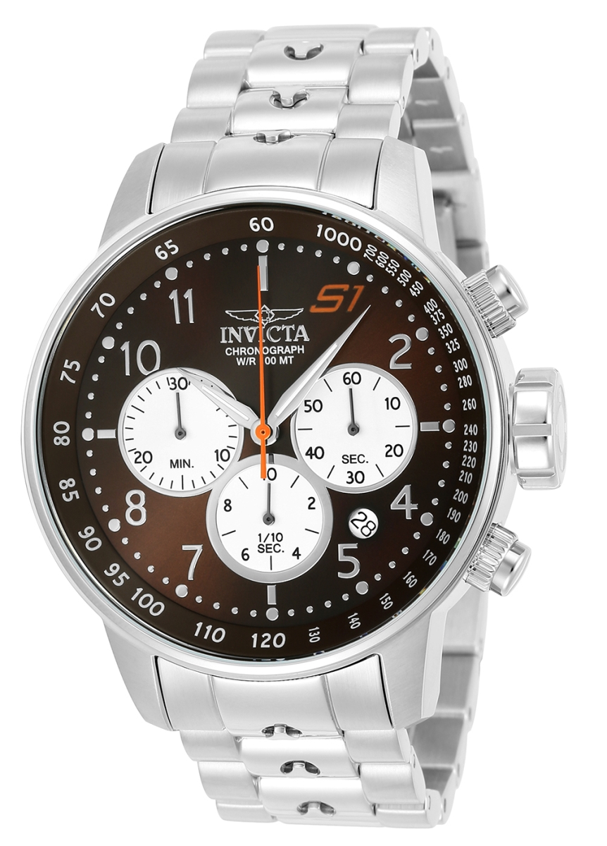 23081 48 in Mens S1 Rally Quartz Chronograph Brown  White Dial Watch
