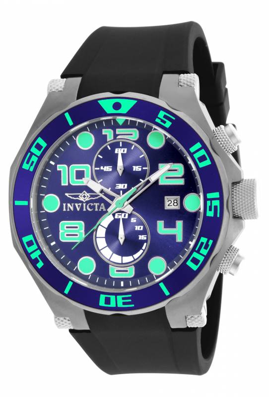 Mens Pro Diver Quartz Multifunction Blue Dial Watch with Black Tone -  Invicta, IN1029710