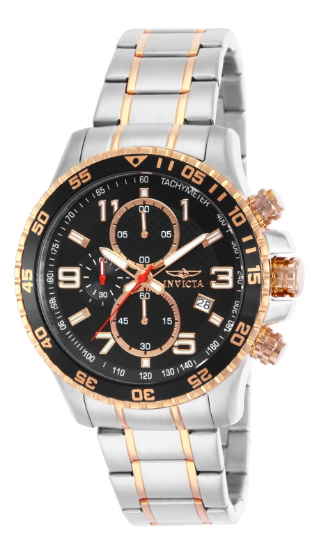 Picture of Invicta 14877 Mens Specialty Quartz Chronograph Black Dial Watch with Rose Gold & Steel Tone