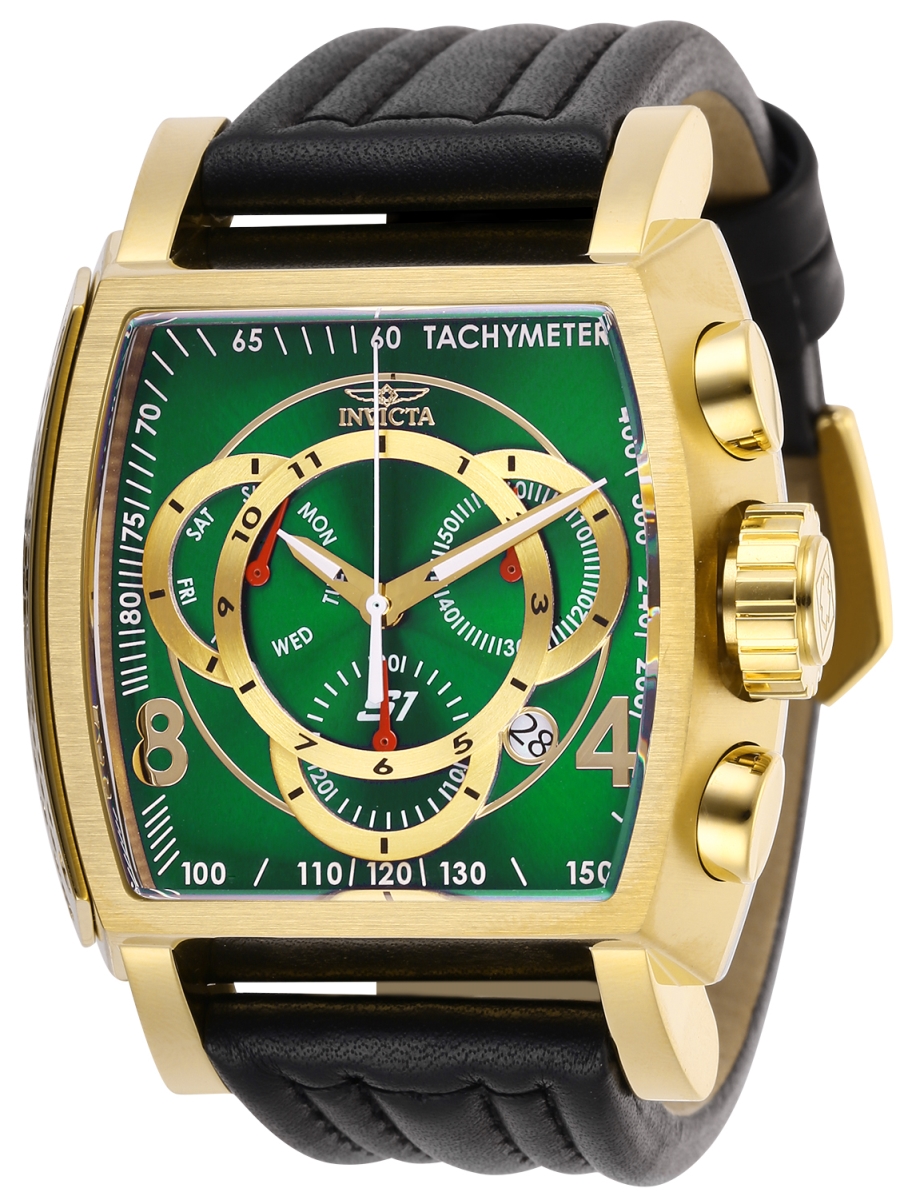 Picture of Invicta 27952 Mens S1 Rally Quartz Multifunction Green & Gold Dial Watch with Black Tone