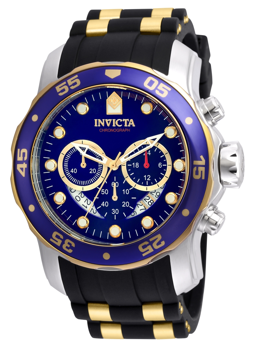 Picture of Invicta 22971 Mens Pro Diver Quartz Multifunction Blue Dial Watch with Black & Steel Tone