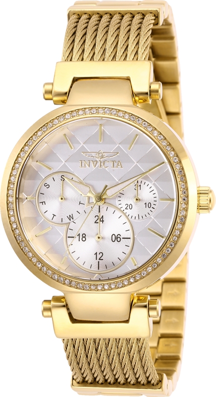 Picture of Invicta 28917 Womens Angel Quartz Chronograph Gold & White Dial Watch with Gold Tone