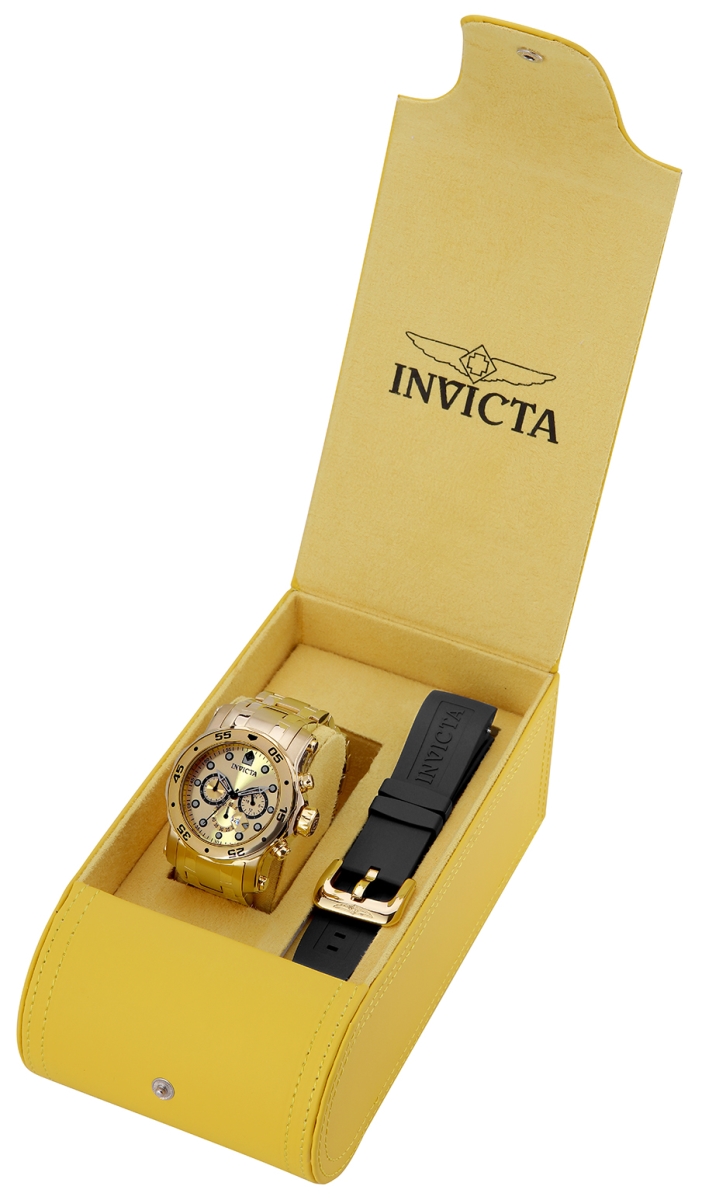Picture of Invicta 23652 Mens Pro Diver Quartz Chronograph Gold Dial Watch with VD53 Caliber