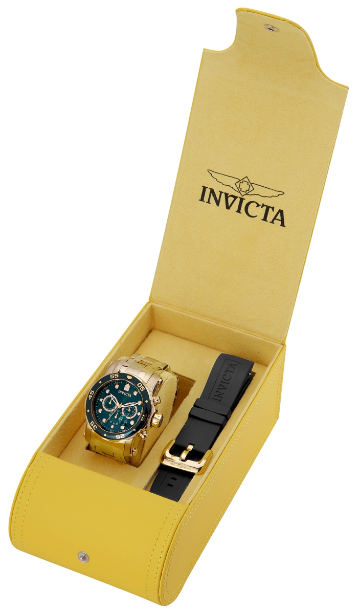 Picture of Invicta 23653 Mens Pro Diver Quartz Chronograph Green Dial Watch with Gold Tone