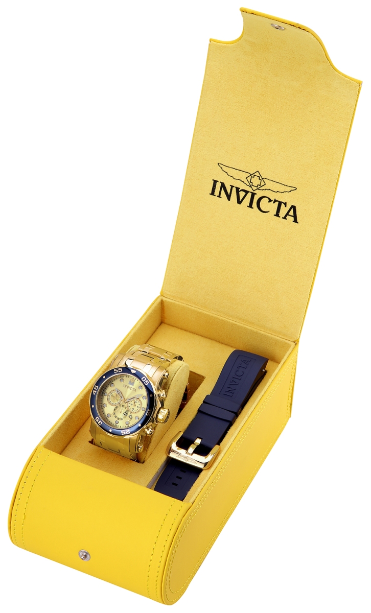 Picture of Invicta 23669 Mens Pro Diver Quartz Chronograph Champagne Dial Watch with Gold Tone