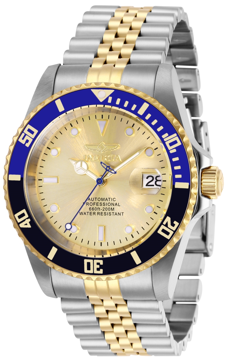 Picture of Invicta 29181 Mens Pro Diver Automatic 3 Hand Gold Dial Watch with Steel & Gold Tone