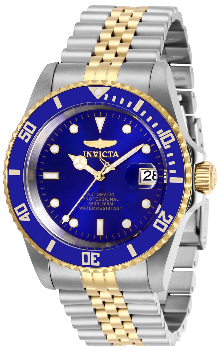 Picture of Invicta 29182 Mens Pro Diver Automatic 3 Hand Blue Dial Watch with Steel & Gold Tone