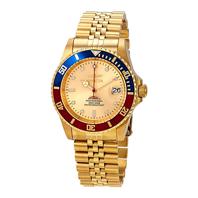Picture of Invicta 29183 Mens Pro Diver Automatic 3 Hand Gold Dial Watch with Gold Tone