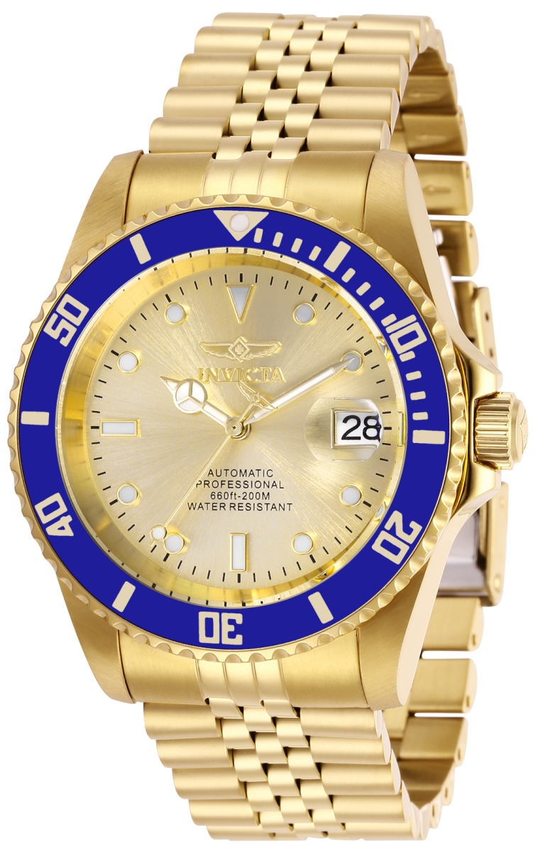Mens Pro Diver Automatic 3 Hand Champagne Dial Watch with Gold Tone