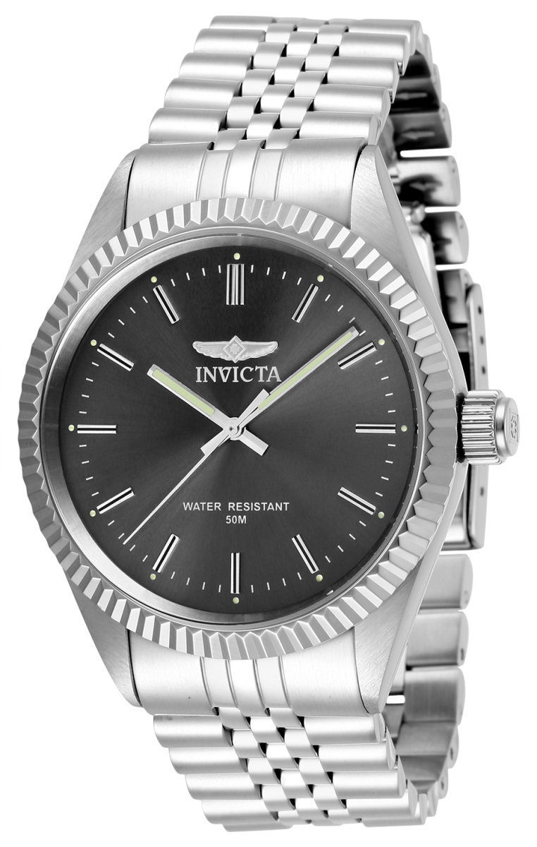 Picture of Invicta 29372 Mens Specialty Quartz 3 Hand Charcoal Dial Watch with Steel Tone