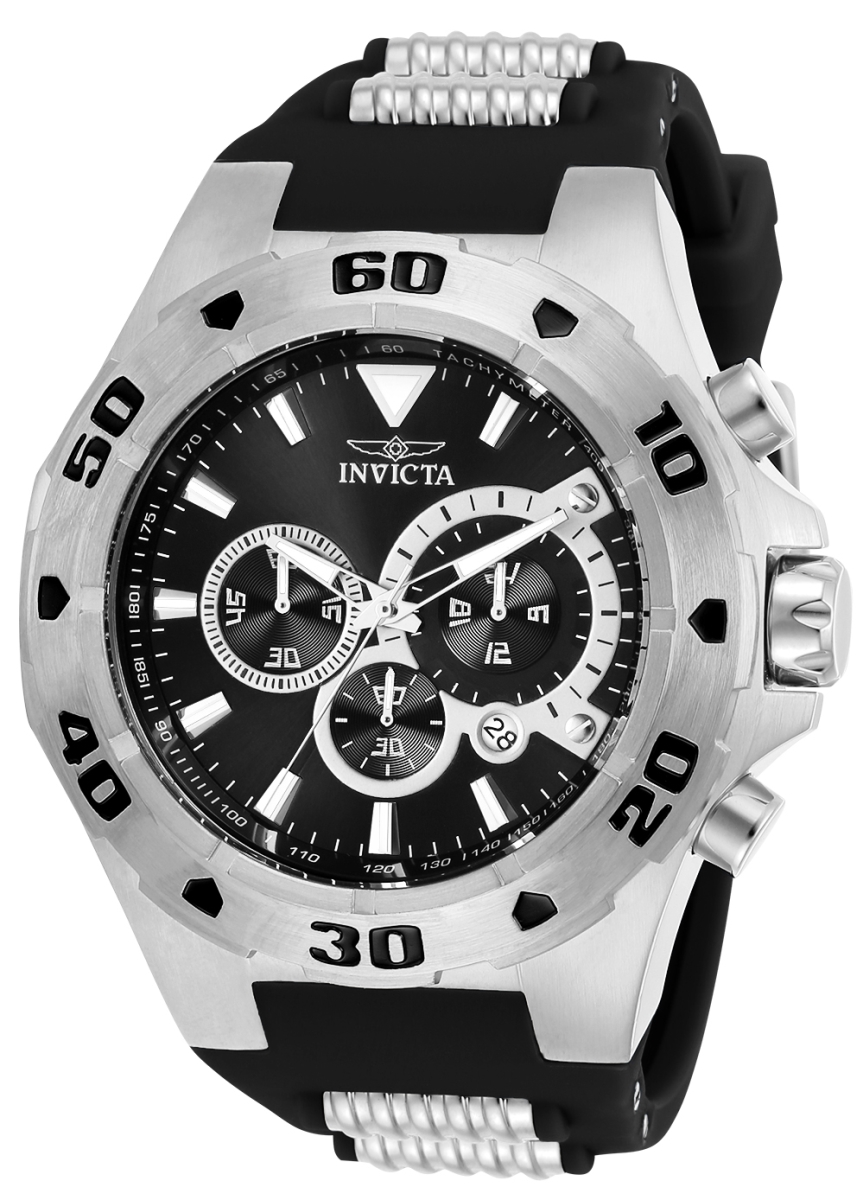 Picture of Invicta 24676 Mens Pro Diver Quartz Multifunction Black Dial Watch with Black & Steel Tone