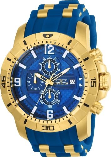 Picture of Invicta 24966 Mens Pro Diver Quartz Multifunction Blue Dial Watch with Blue & Gold Tone