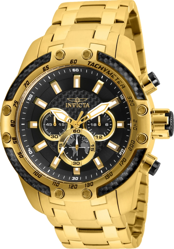Picture of Invicta 25944 Mens Speedway Quartz Chronograph Black Dial Watch with Gold Tone