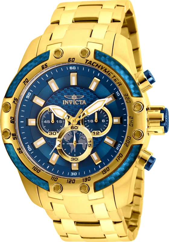 Picture of Invicta 25945 Mens Speedway Quartz Chronograph Blue Dial Watch with Gold Tone