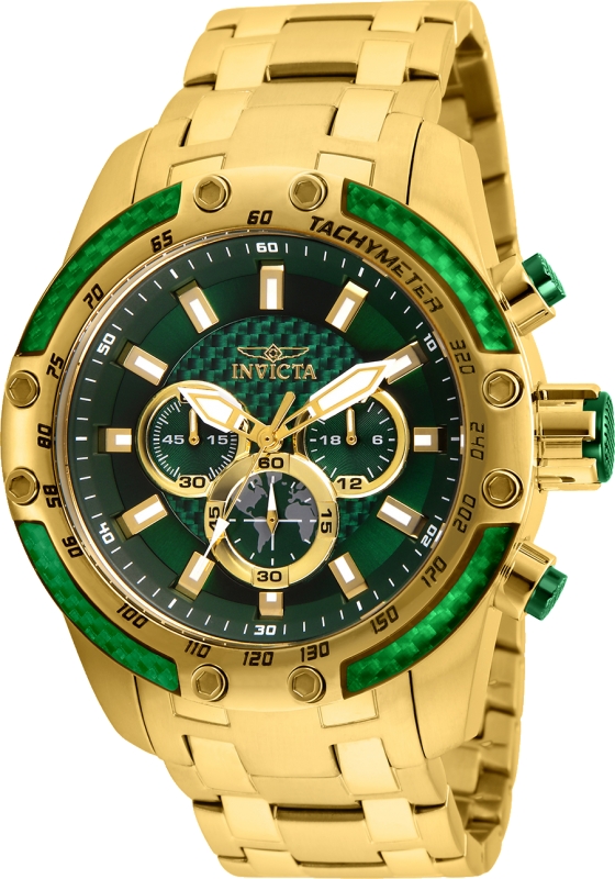 Picture of Invicta 25946 Mens Speedway Quartz Chronograph Green Dial Watch with Gold Tone