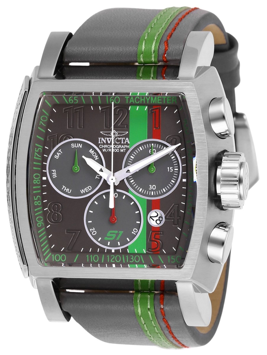 Picture of Invicta 26395 Mens S1 Rally Quartz Chronograph Gunmetal&#44; Green & Red Dial Watch
