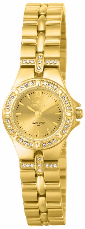 Picture of Invicta 134 21.5 mm Womens Wildflower Quartz 3 Hand Gold Dial Watch with Gold Tone