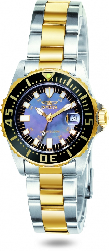 Picture of Invicta 2960 Womens Pro Diver Quartz 3 Hand Black Dial Watch with Steel & Gold Tone