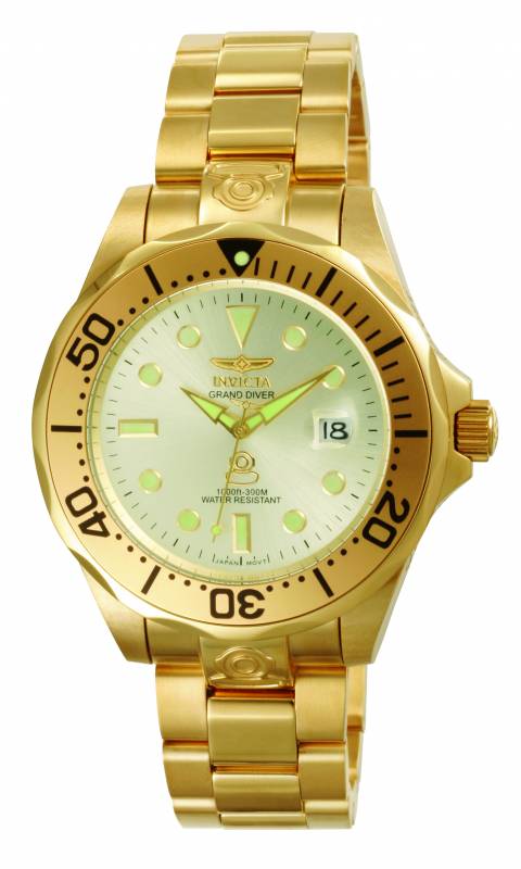 Picture of Invicta 3051 Mens Pro Diver Automatic 3 Hand Champagne Dial Watch with Black Bezel