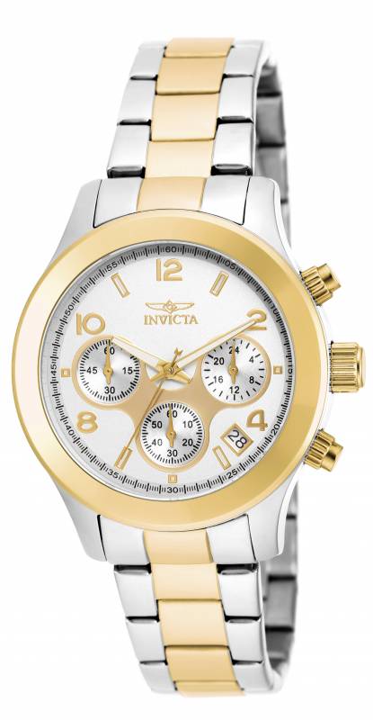 Picture of Invicta 19219 Womens Angel Quartz Multifunction Silver Dial Watch with Steel & Gold Tone