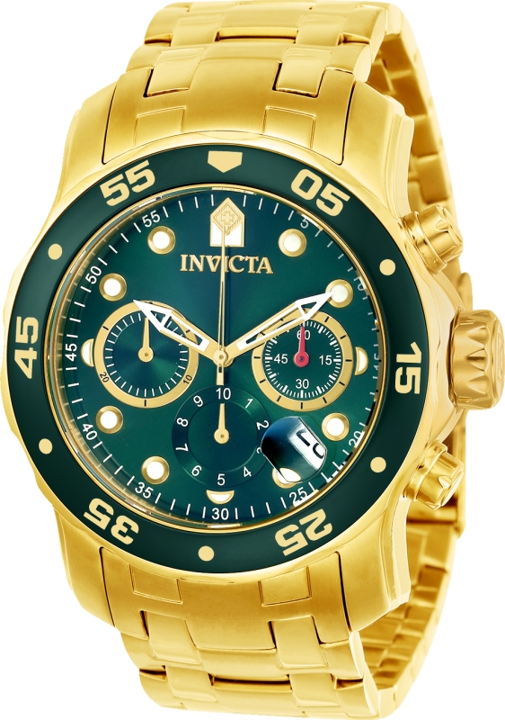 Picture of Invicta 21925 Mens Pro Diver Quartz Multifunction Green Dial Watch with Gold Tone