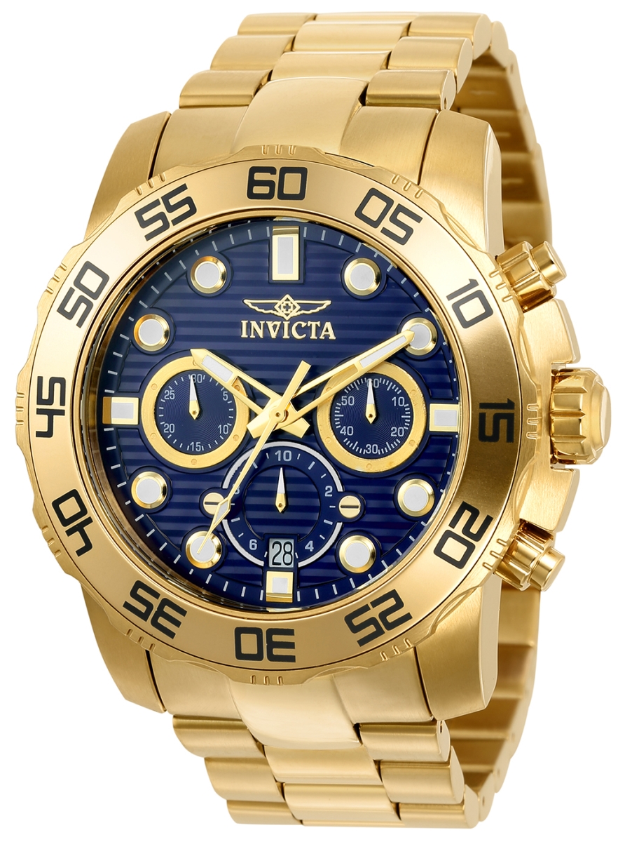 Picture of Invicta 22228 Mens Pro Diver Quartz Chronograph Blue Dial Watch with Gold Tone