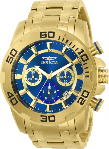 Picture of Invicta 22321 Mens Pro Diver Quartz Chronograph Blue Dial Watch with Black&#44; White & Red Bezel
