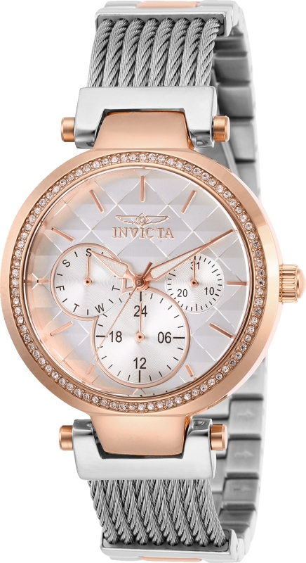 Picture of Invicta 28922 Womens Angel Quartz Chronograph White Dial Watch with Silver & Rose Gold Tone
