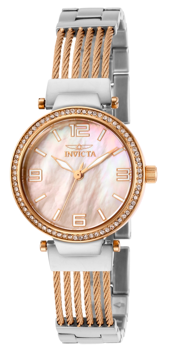 Picture of Invicta 29142 Womens Bolt Quartz 3 Hand White Dial Watch with Steel & Rose Gold Tone
