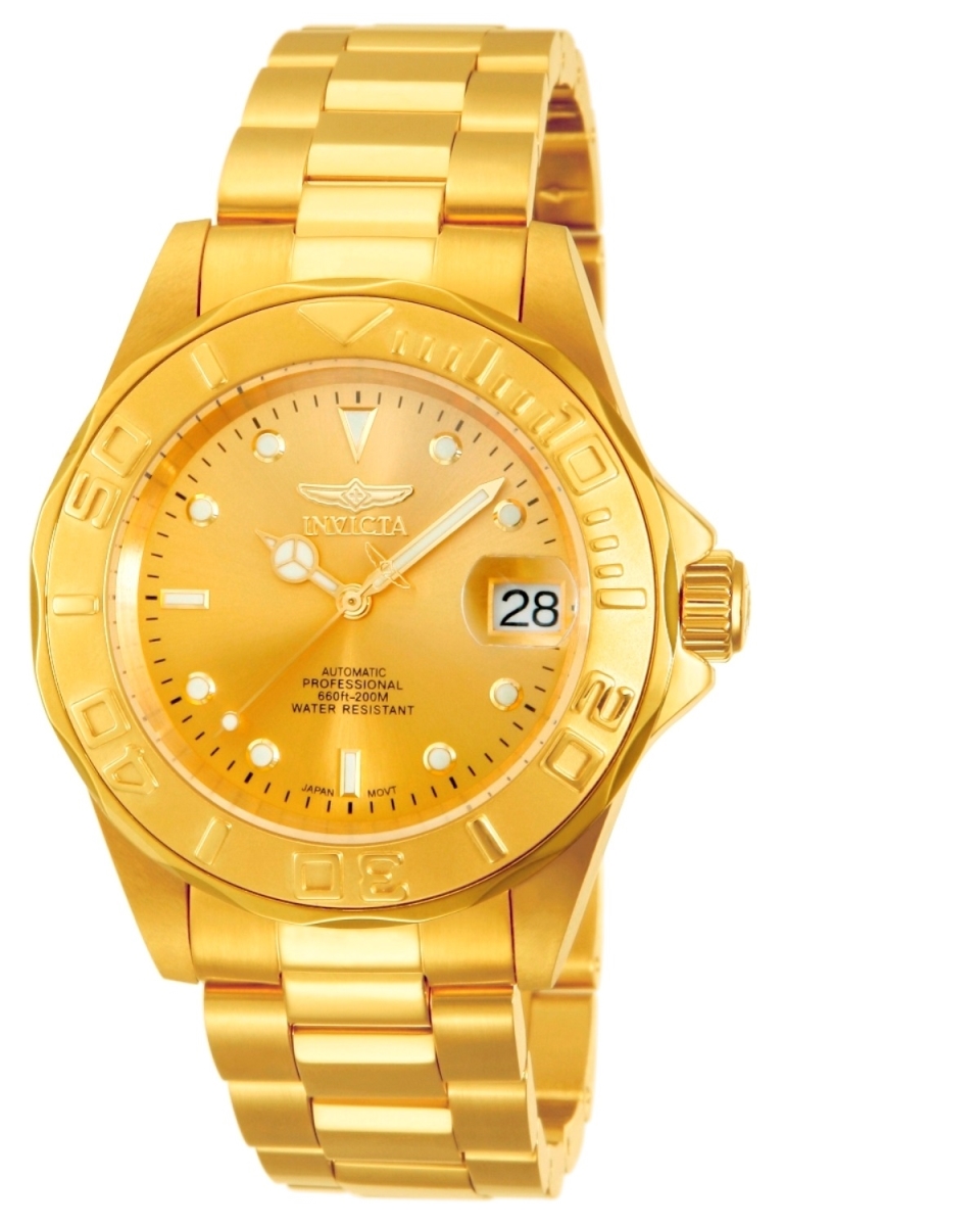 Mens Pro Diver Automatic 3 Hand Gold Dial Watch -  The Gem Collection, TH3302381