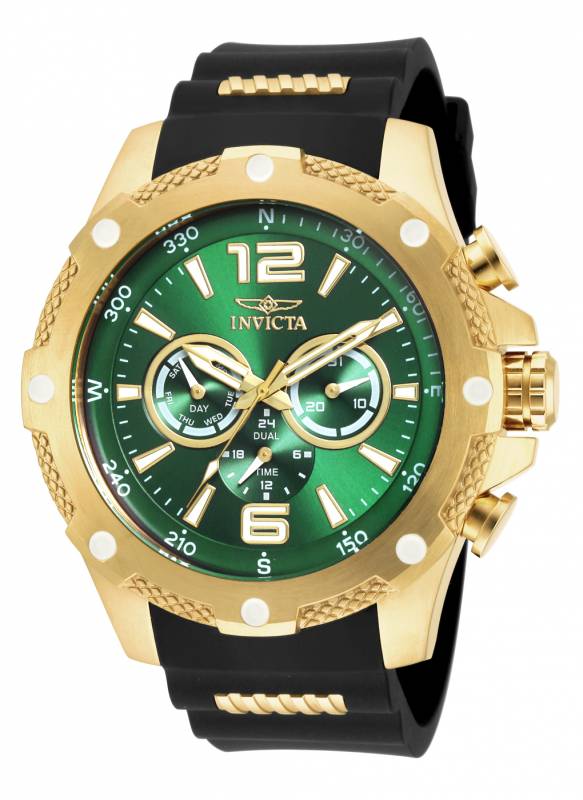 Mens I-Force Quartz Chronograph Green Dial Watch -  Invicta, IN998974