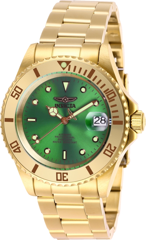 Mens Pro Diver Automatic 3 Hand Green Dial Watch