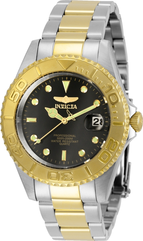 Mens Pro Diver Quartz 3 Hand Black Dial Watch