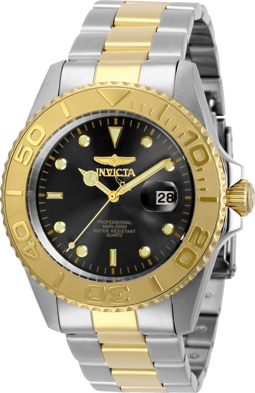 Mens Pro Diver Quartz 3 Hand Black Dial Watch