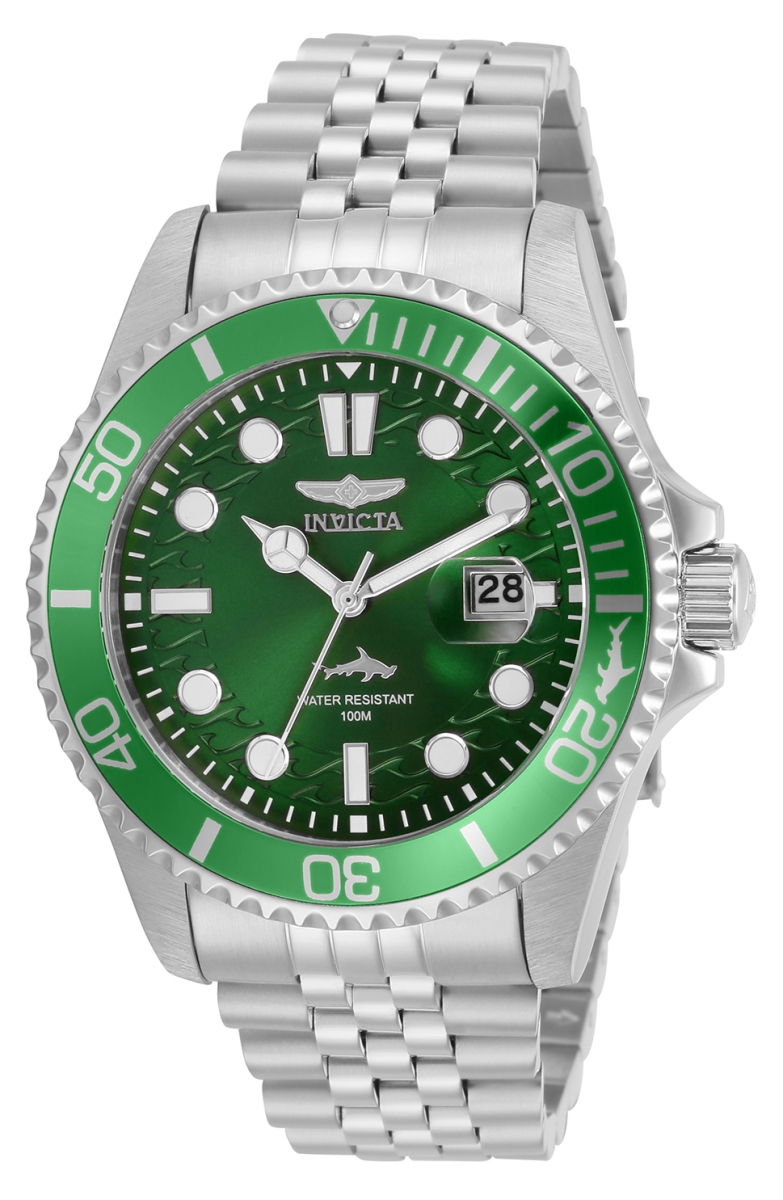 Mens Pro Diver Quartz 3 Hand Green Dial Watch